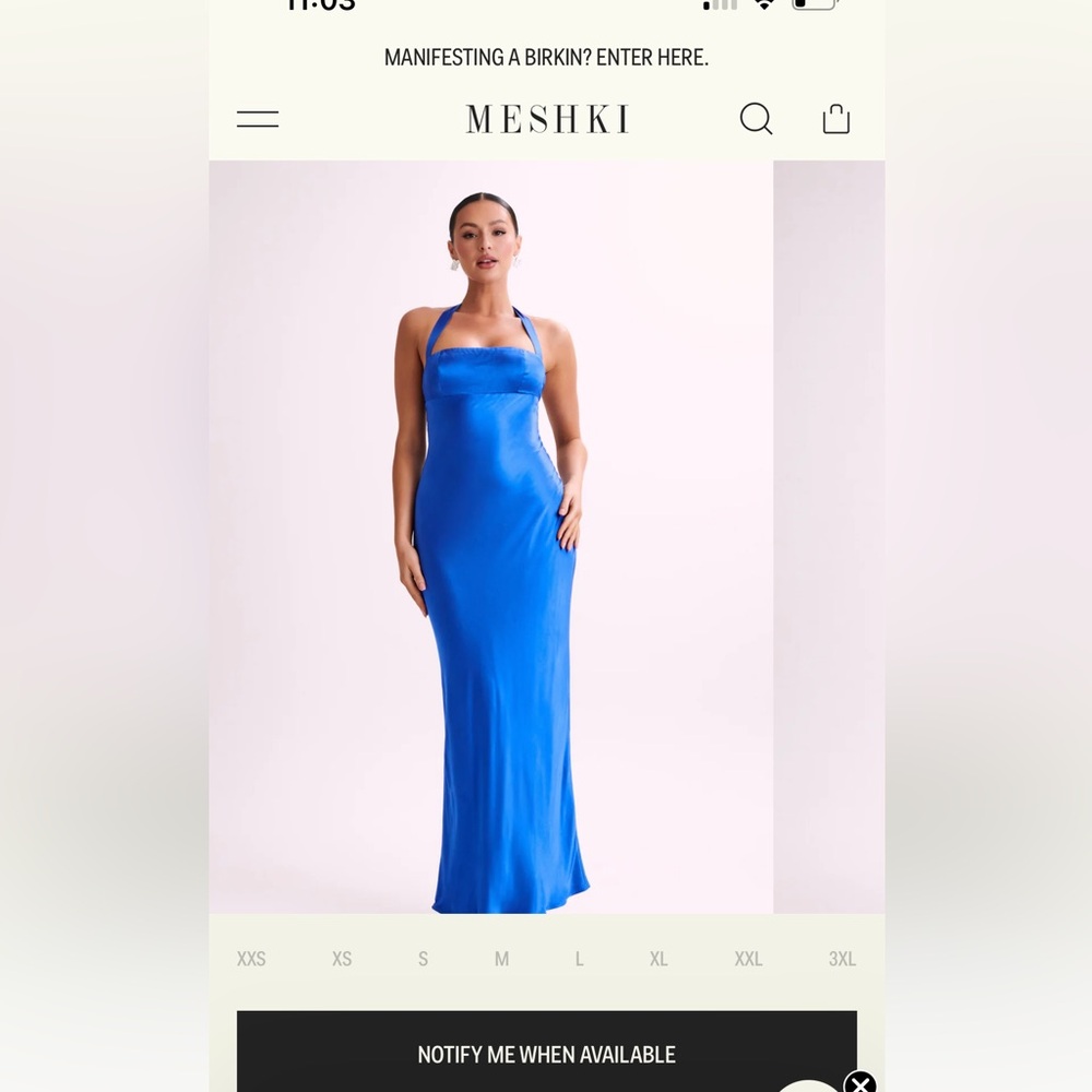 Meshki Sabra Satin Halter Maxi Dress Periwinkle